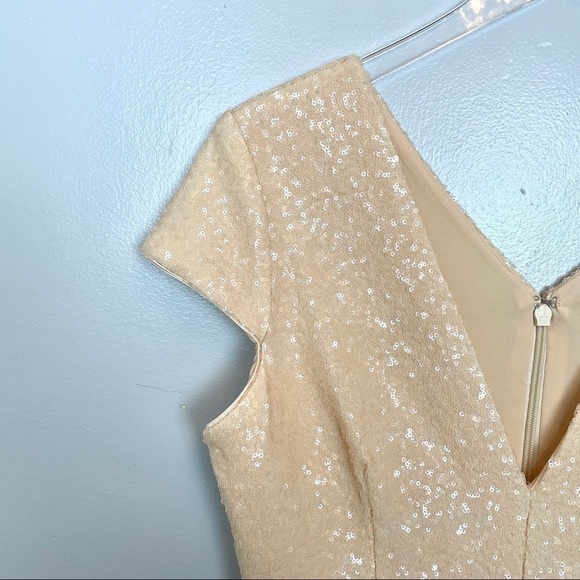 NWT Dress the Population Cream Zoe Sequined Mini L - Picture 13 of 16